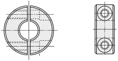 Dibujo de un anillo de ajuste de dos piezas
